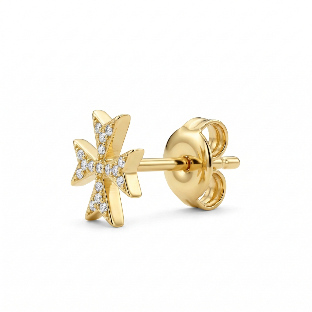 Silver 925 - Maltese Cross Earrings - Gold Plated