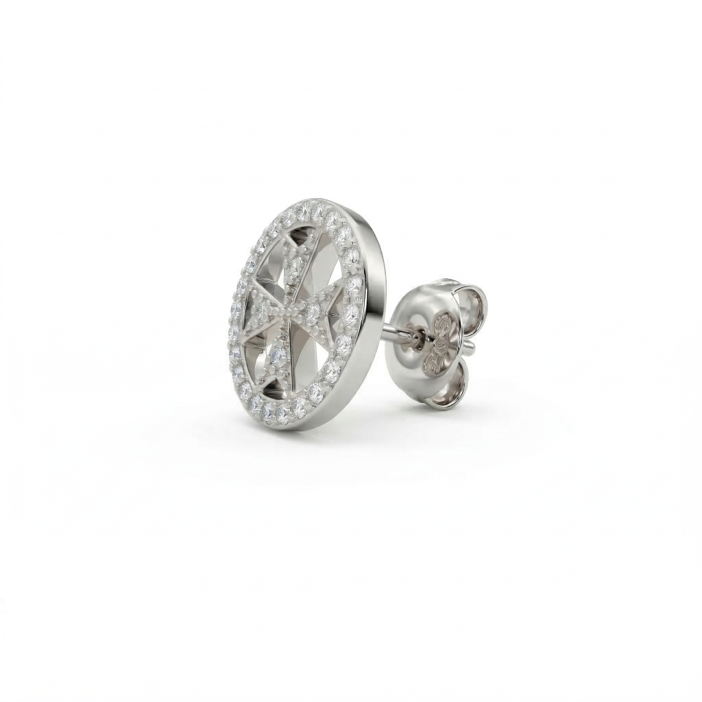 Silver 925 - Maltese Cross Earrings - Rhodium Plated
