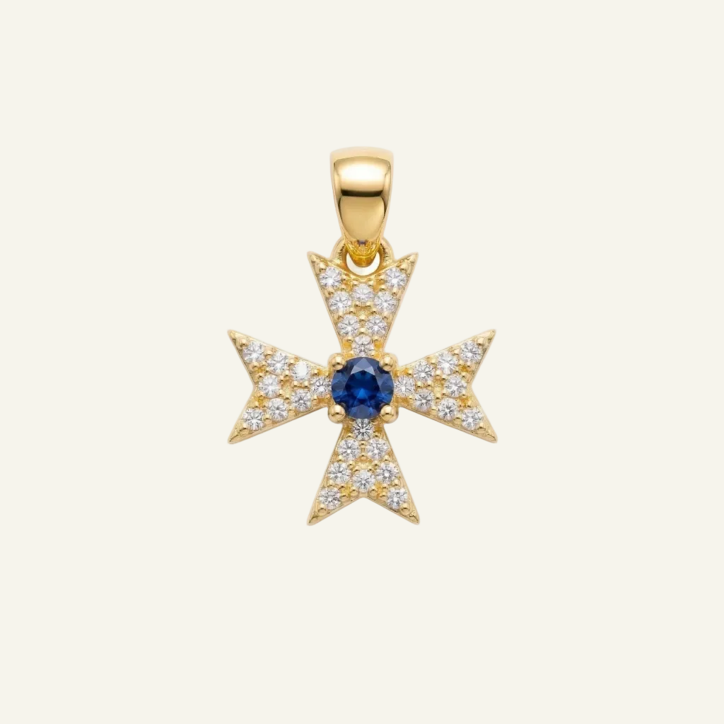 Silver 925 - Maltese Cross Pendant - Gold Plated
