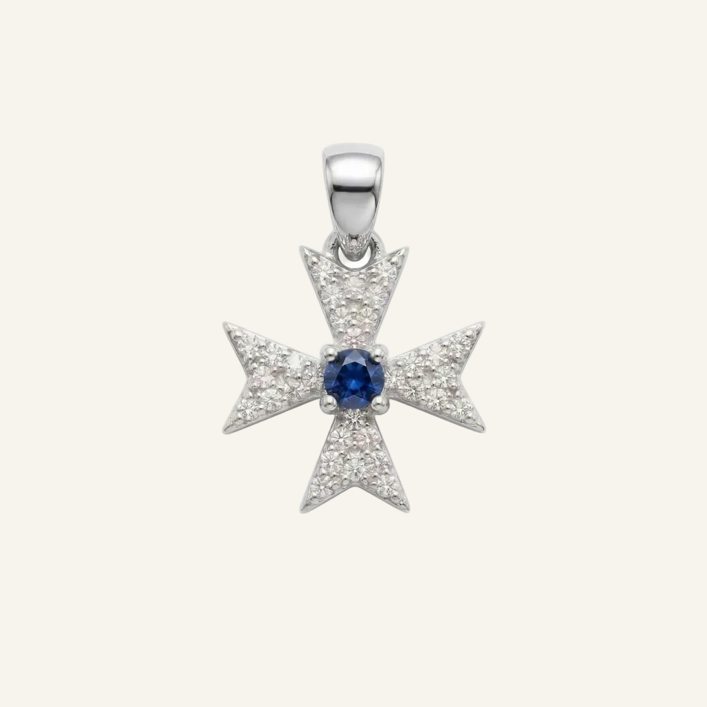Silver 925 - Maltese Cross Pendant - Rhodium Plated