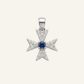 Silver 925 - Maltese Cross Pendant - Rhodium Plated