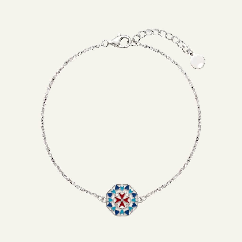 Silver 925 - Maltese Cross Bracelet - Rhodium Plated