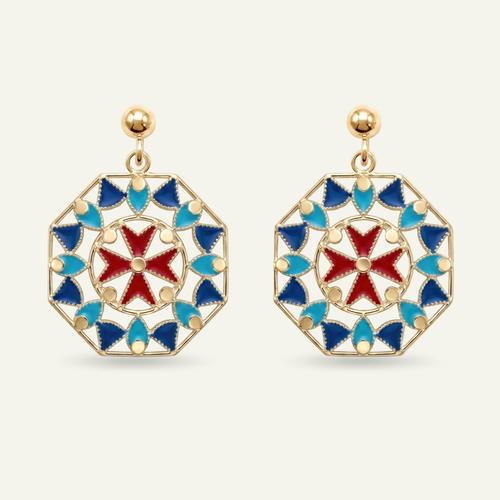 Silver 925 - Maltese Cross Earrings - Gold Plated