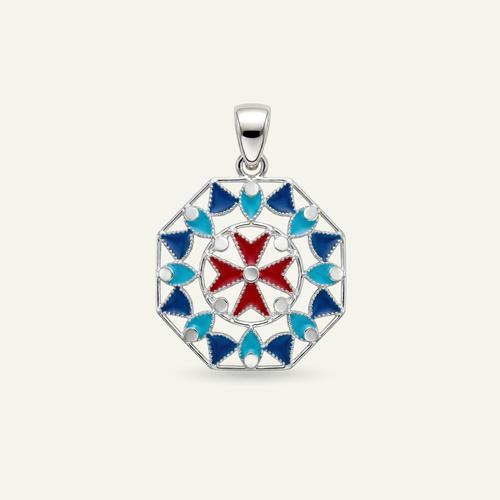 Silver 925 - Maltese Cross Pendant - Rhodium Plated