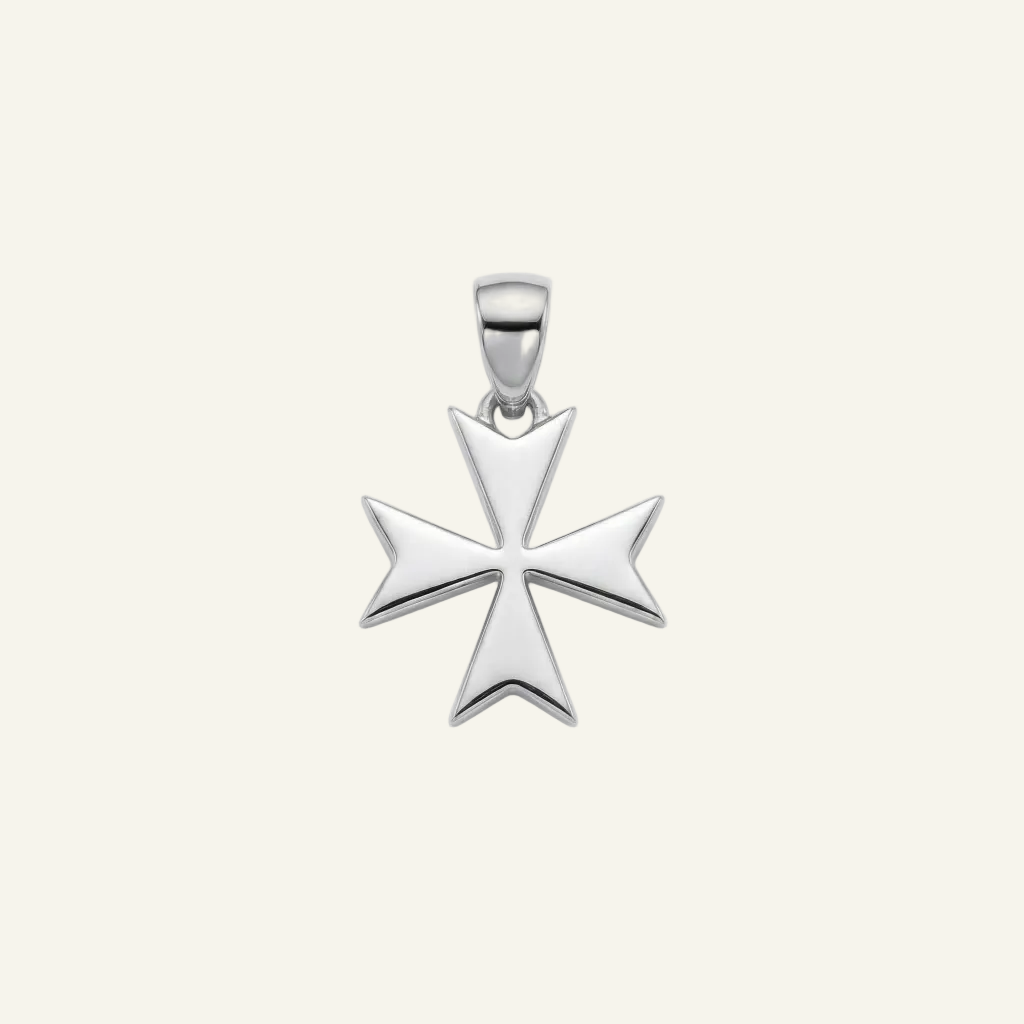 Silver 925 - Maltese Cross Pendant - Rhodium Plated