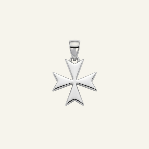 Silver 925 - Maltese Cross Pendant - Rhodium Plated