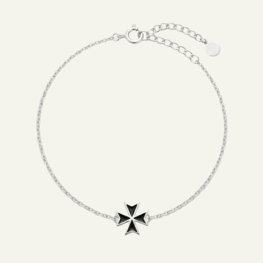 Silver 925 - Maltese Cross Bracelet - Rhodium Plated