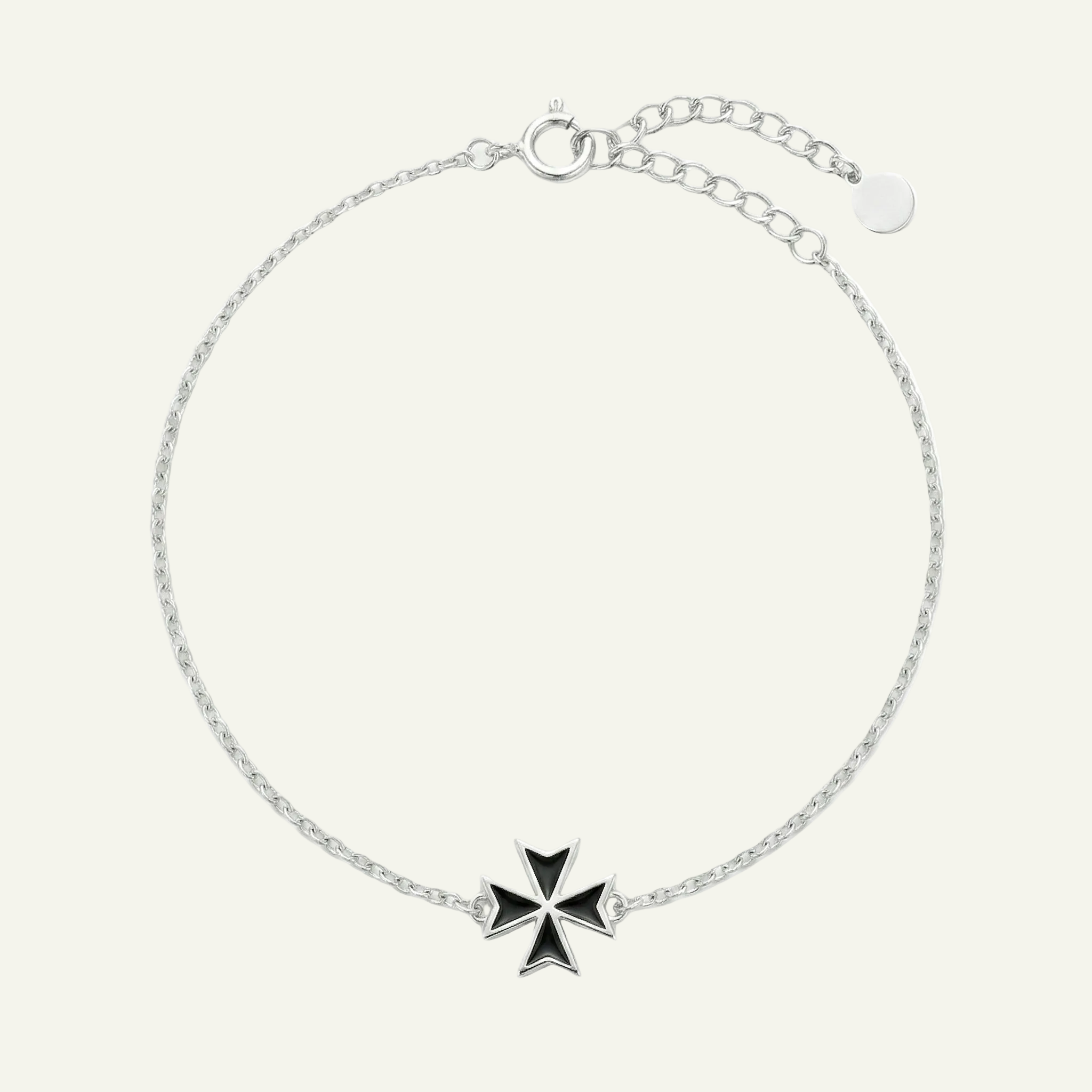 Silver 925 - Maltese Cross Bracelet - Rhodium Plated