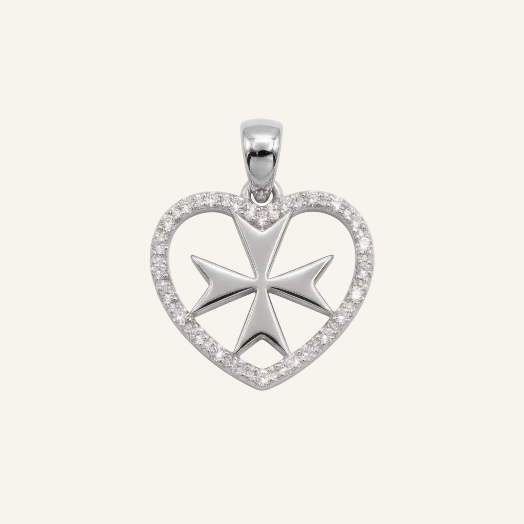 Silver 925 - Maltese Cross Pendant - Rhodium Plated