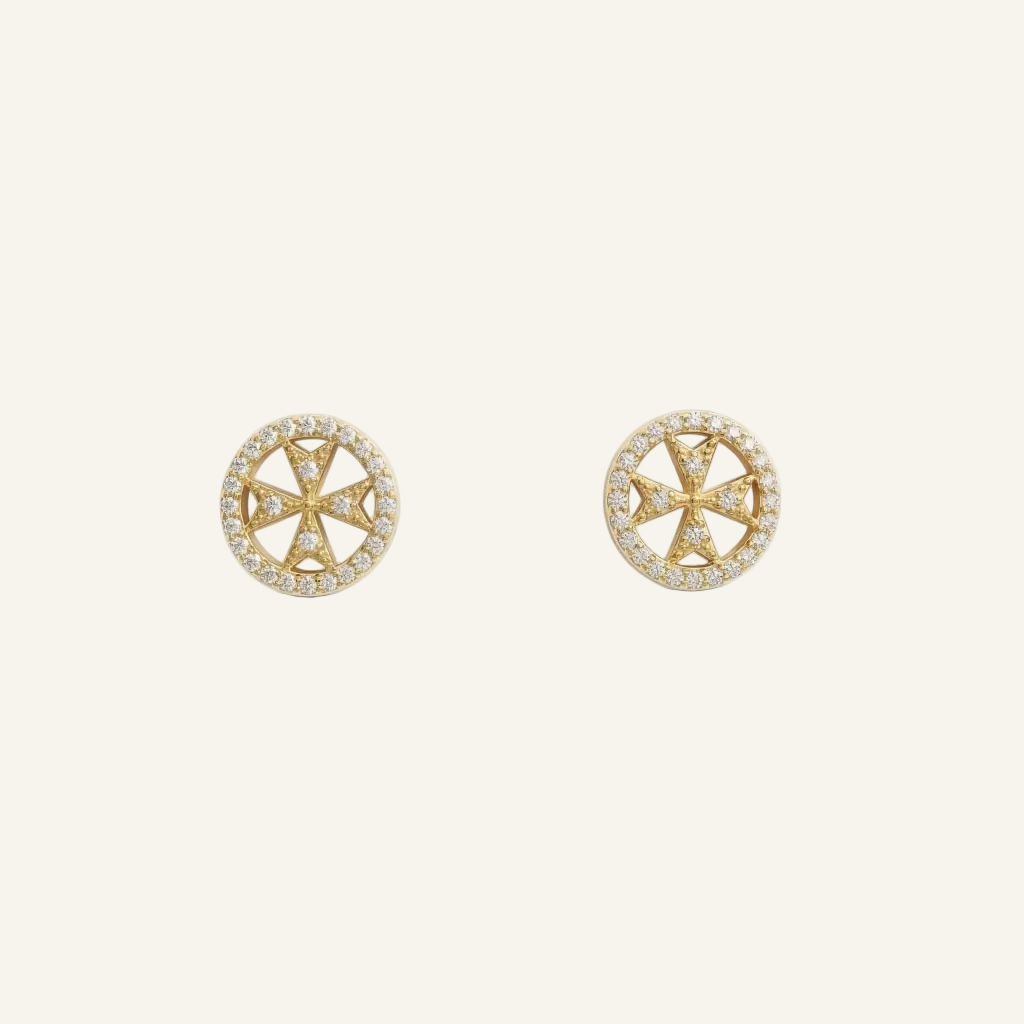 Silver 925 - Maltese Cross Earrings - Gold Plated