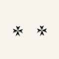 Silver 925 - Maltese Cross Black Earrings - Rhodium Plated