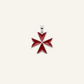 Silver 925 - Maltese Cross Red Pendant - Rhodium Plated