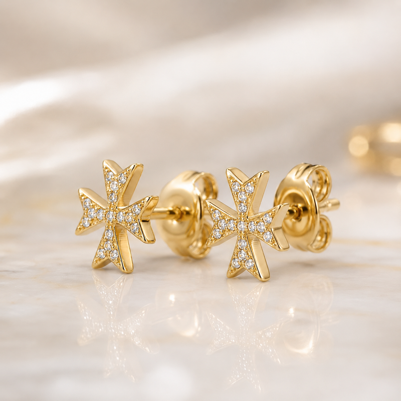 Silver 925 Maltese Cross Earrings