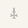 Silver 925 - Maltese Cross Pendant - Rhodium Plated