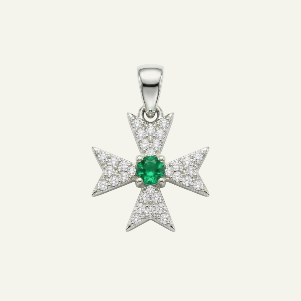 Silver 925 - Maltese Cross Pendant - Rhodium Plated