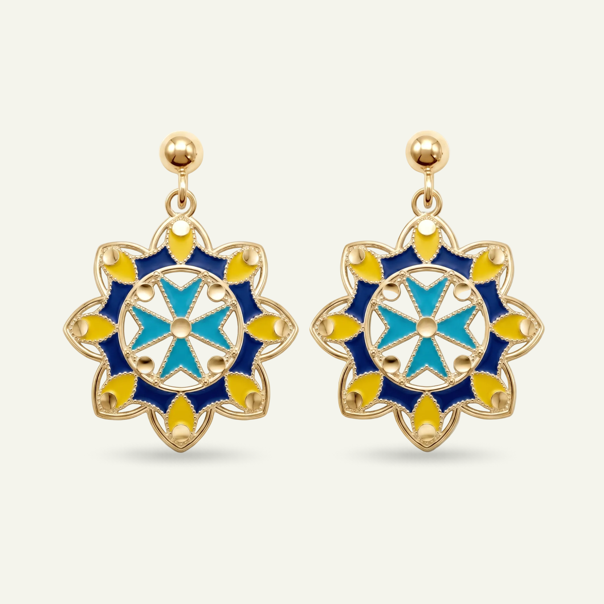 Silver 925 - Maltese Cross Earrings - Gold Plated