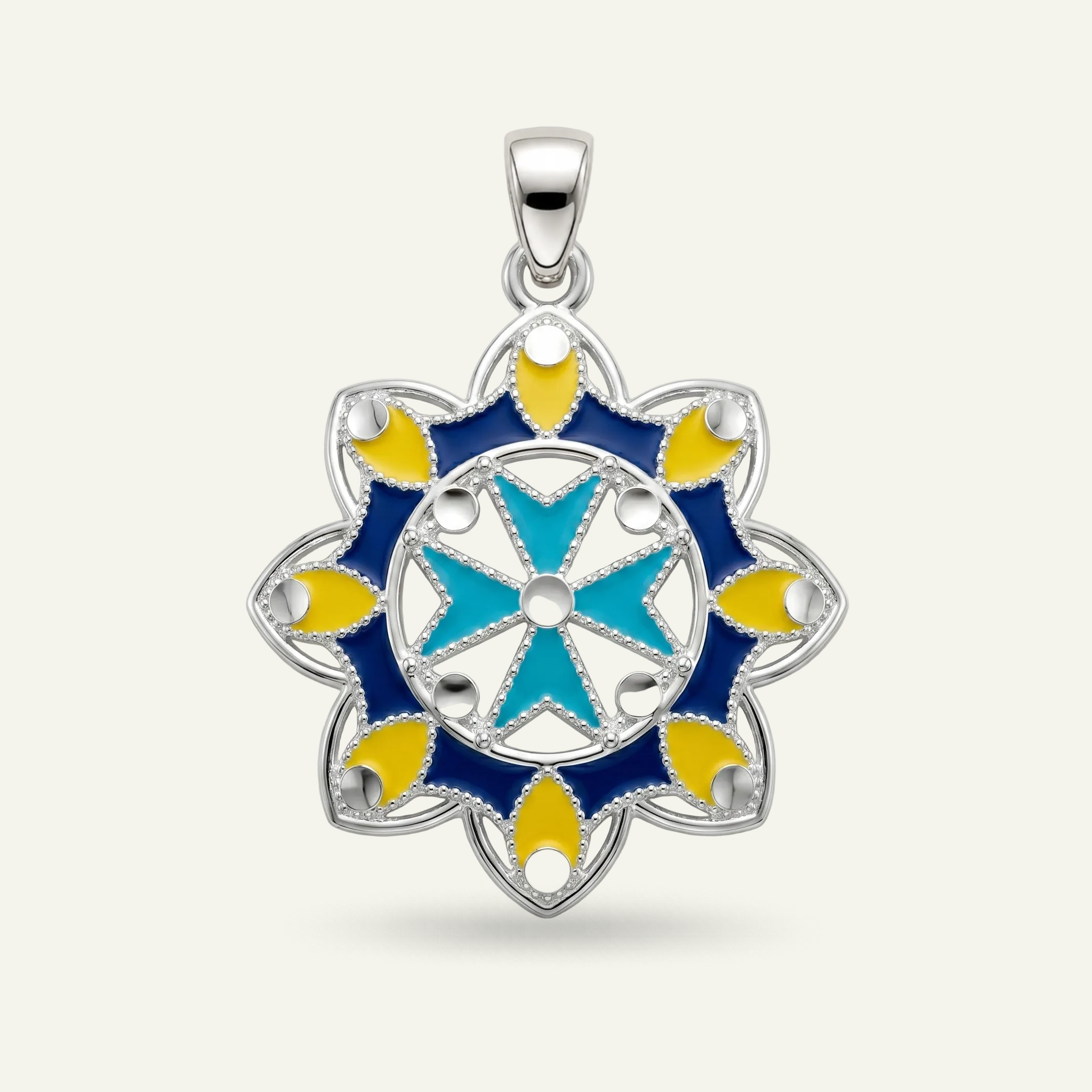 Silver 925 - Maltese Cross Pendant - Rhodium Plated