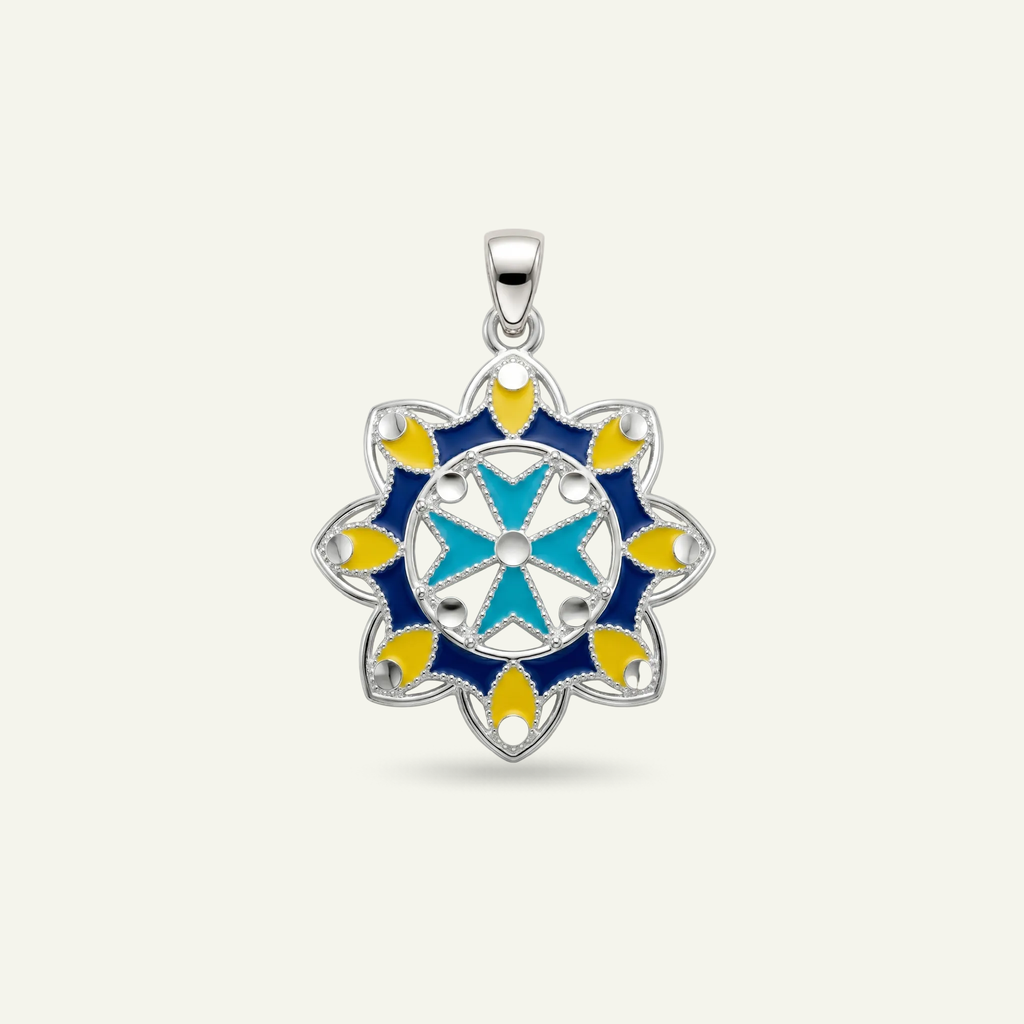 Silver 925 - Maltese Cross Pendant - Rhodium Plated