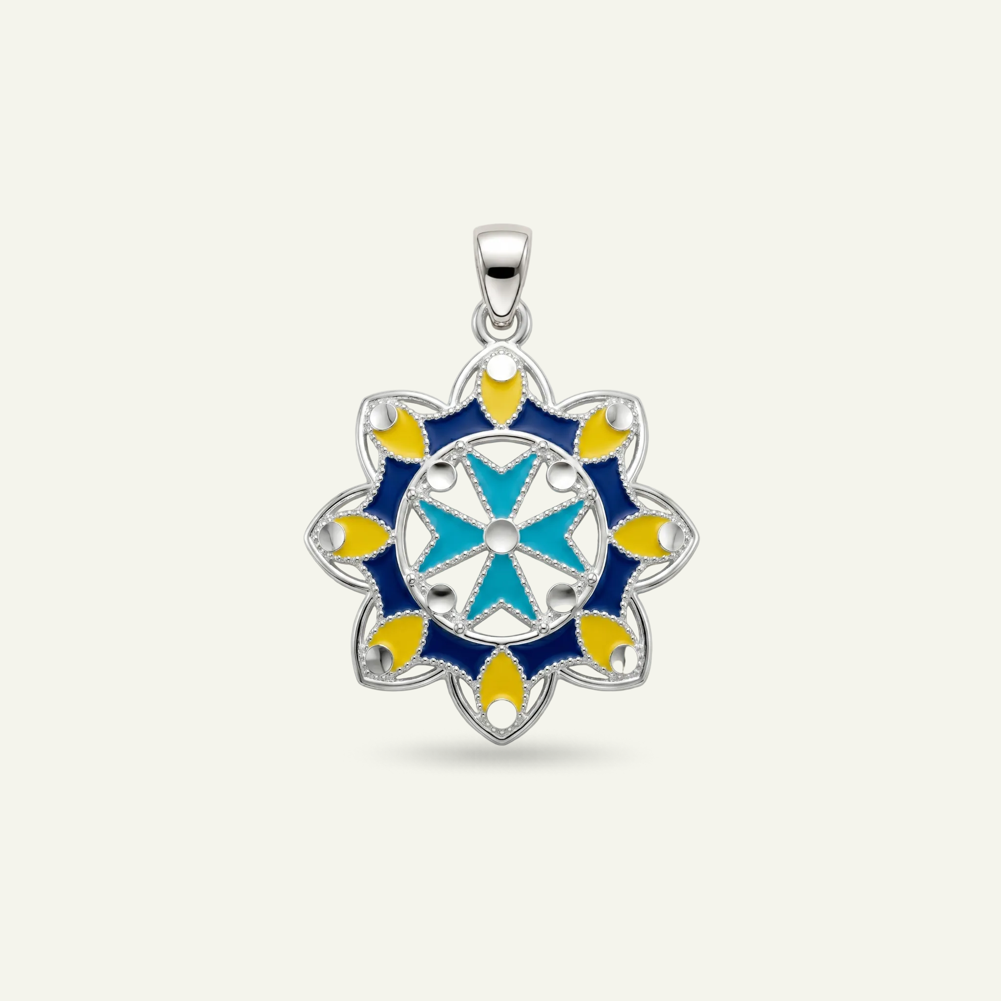 Silver 925 - Maltese Cross Pendant - Rhodium Plated