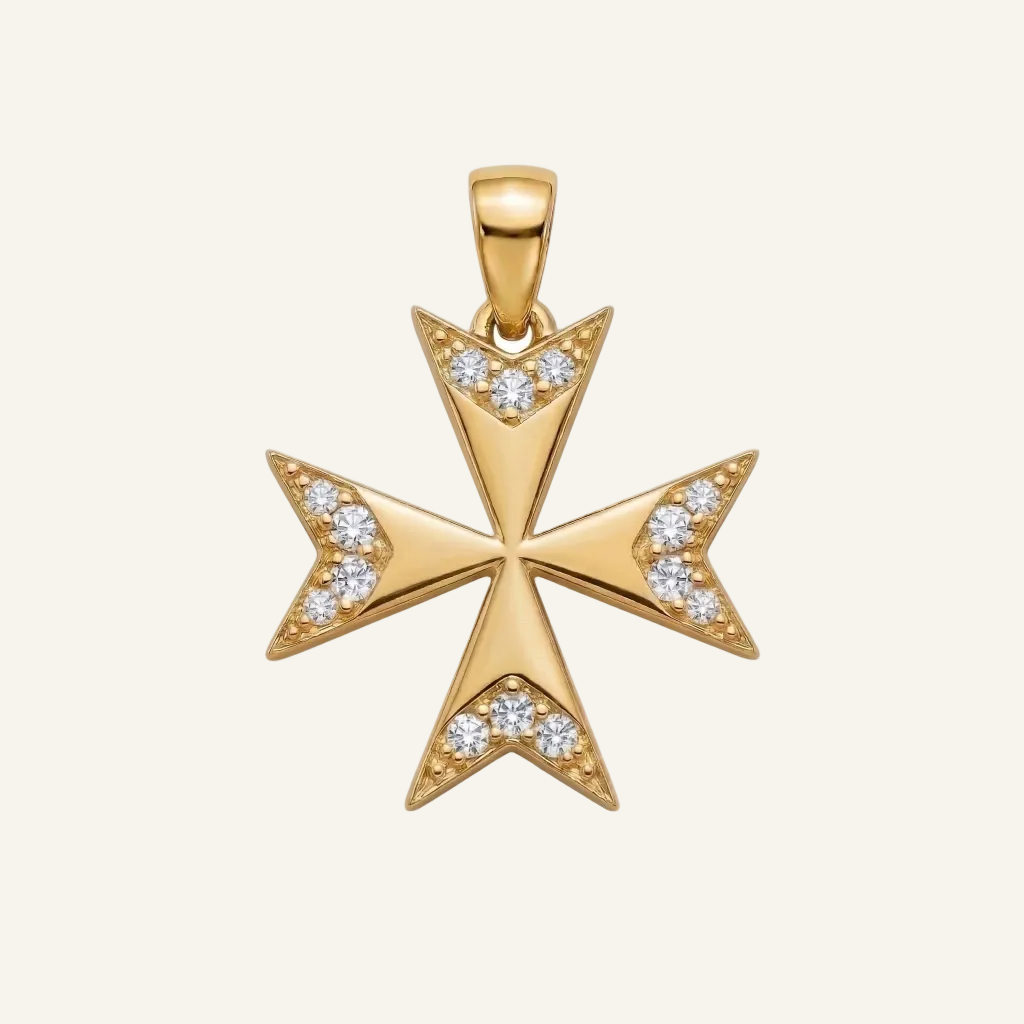 Silver 925 - Maltese Cross Pendant - Gold Plated