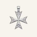Silver 925 - Maltese Cross Pendant - Rhodium Plated