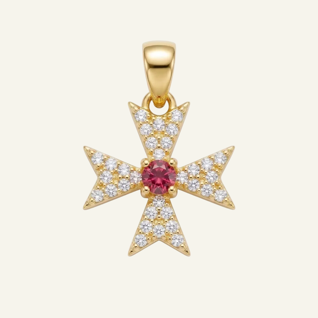 Silver 925 - Maltese Cross Pendant - Gold Plated
