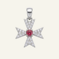 Silver 925 - Maltese Cross Pendant - Rhodium Plated