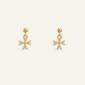 Silver 925 - Maltese Cross Earrings - Gold Plated