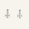 Silver 925 - Maltese Cross Earrings - Rhodium Plated