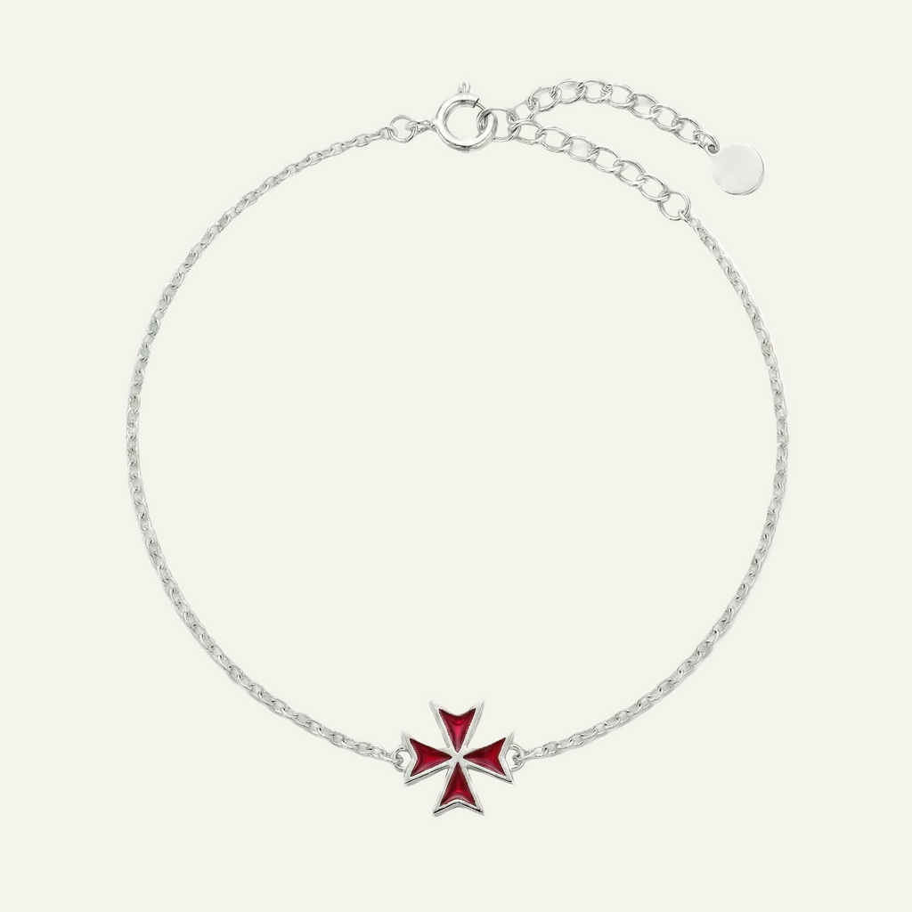Silver 925 - Maltese Cross Bracelet - Rhodium Plated