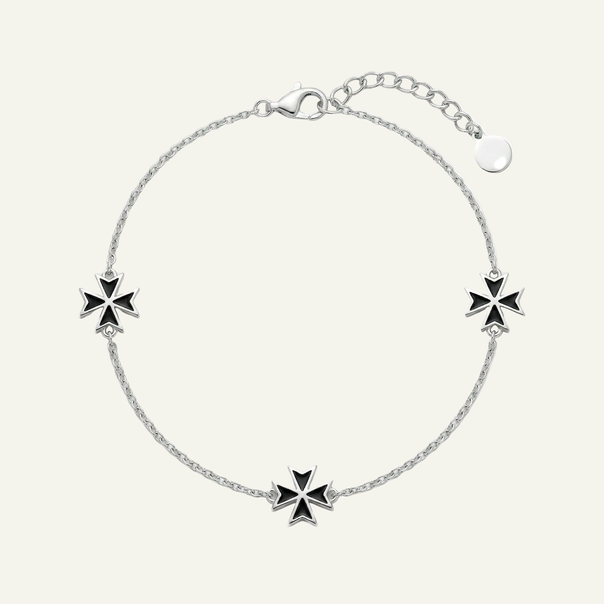 Silver 925 - Maltese Cross Bracelet - Rhodium Plated