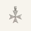 Silver 925 - Maltese Cross Pendant - Rhodium Plated