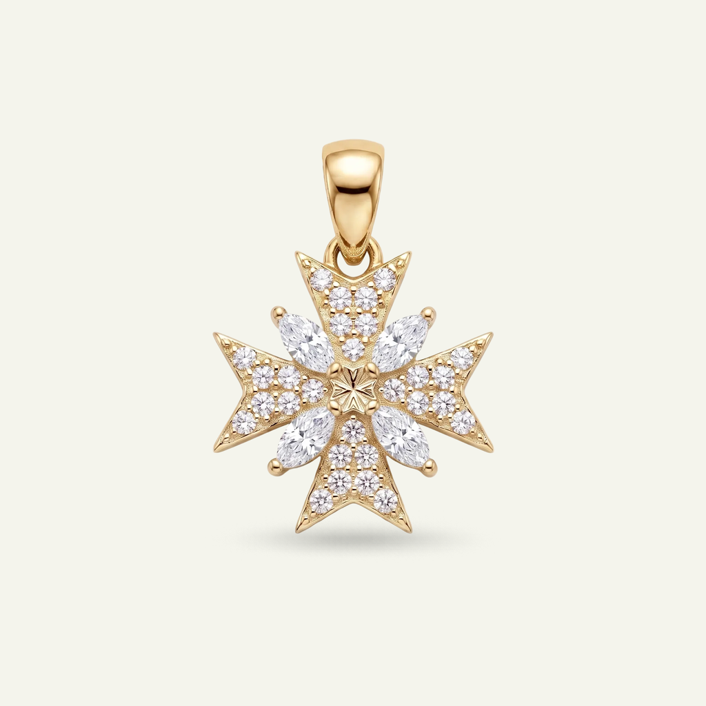 Silver 925 - Maltese Cross Pendant - Gold Plated