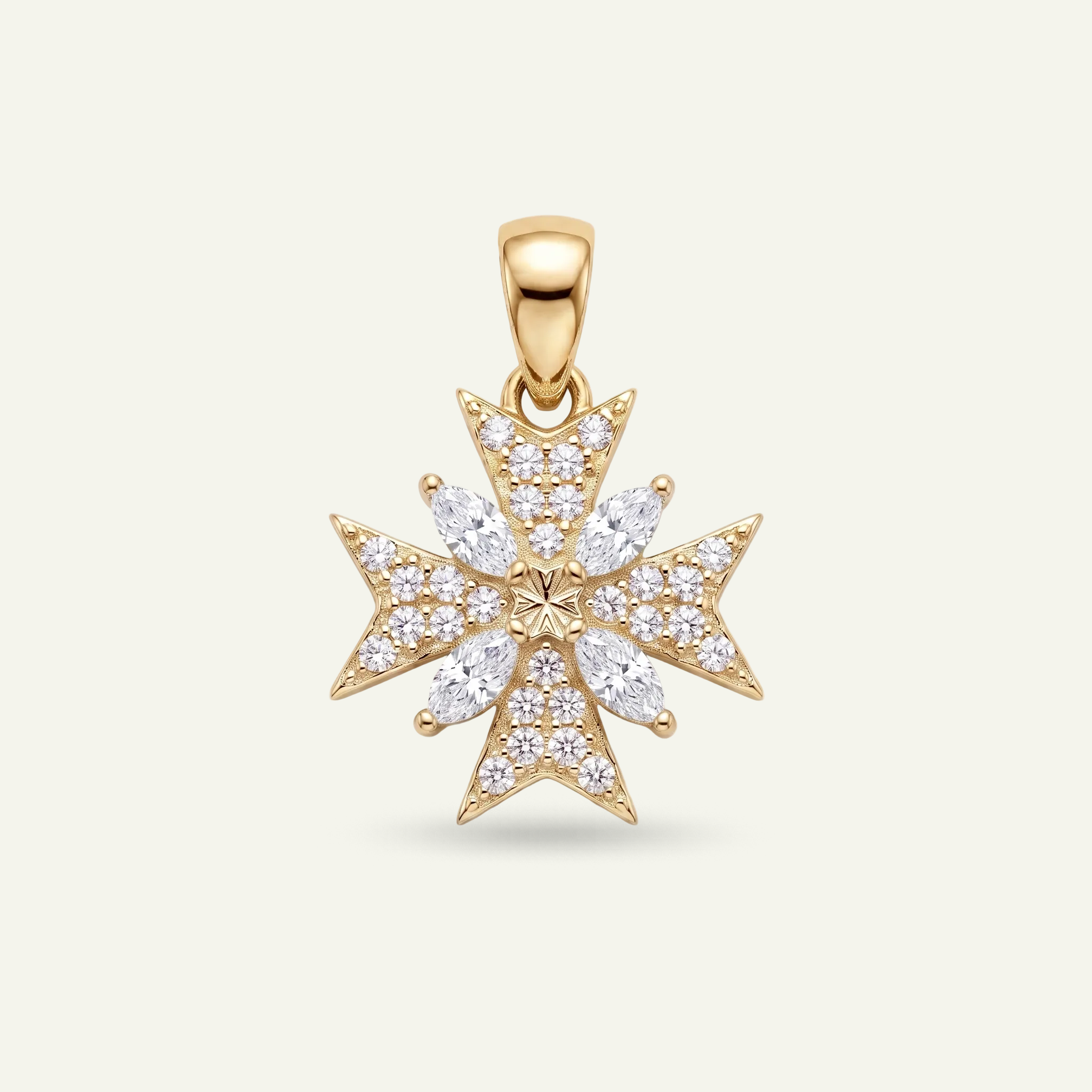 Silver 925 - Maltese Cross Pendant - Gold Plated