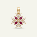 Silver 925 - Maltese Cross Pendant - Rhodium Plated