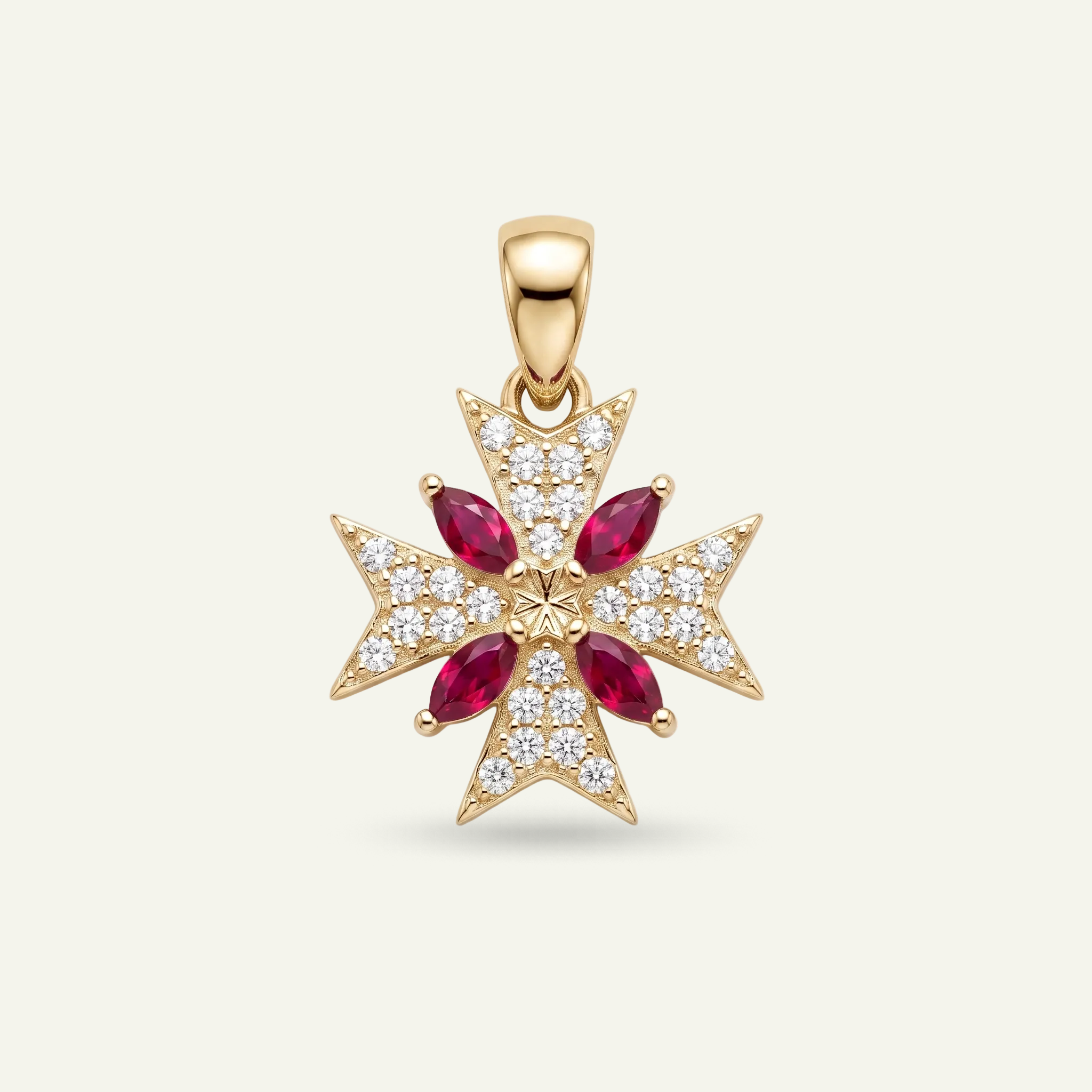 Silver 925 - Maltese Cross Pendant - Rhodium Plated