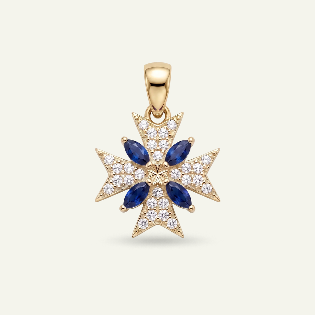 Silver 925 - Maltese Cross Pendant - Gold Plated