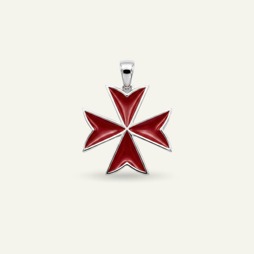 Silver 925 - Maltese Cross Pendant - Rhodium Plated