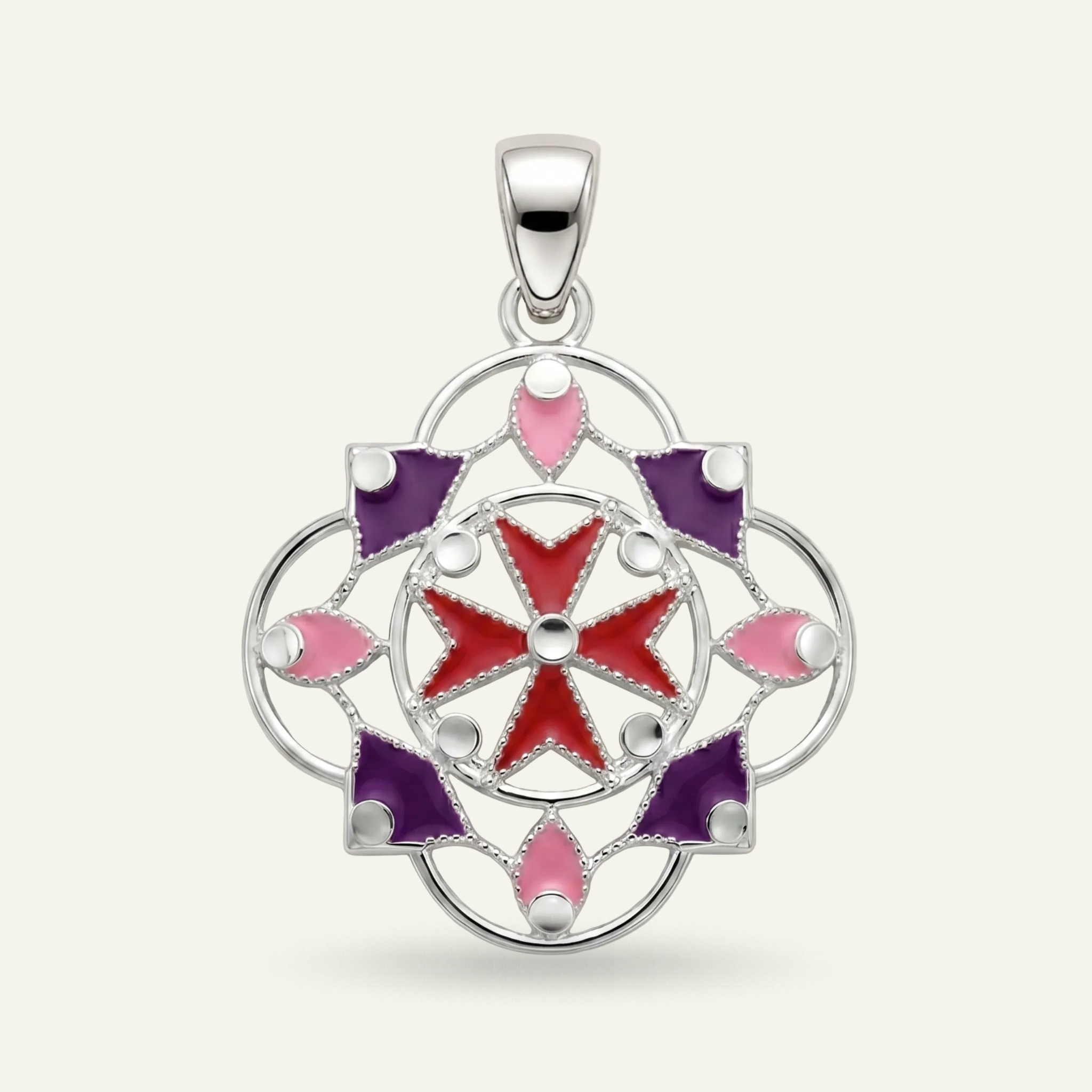 Silver 925 - Maltese Cross Pendant - Rhodium Plated