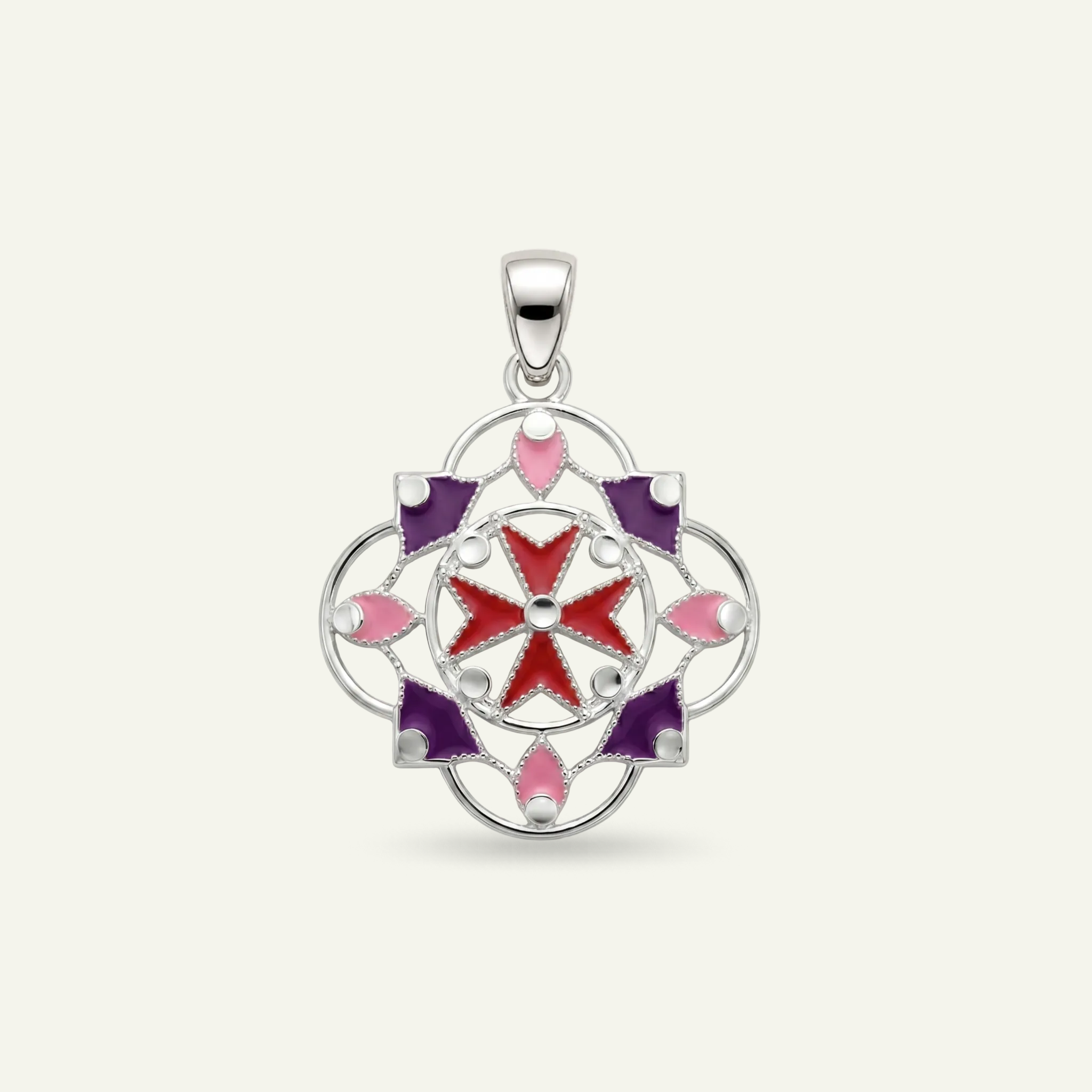 Silver 925 - Maltese Cross Pendant - Rhodium Plated