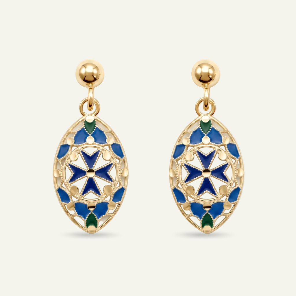 Silver 925 - Maltese Cross Earrings - Gold Plated