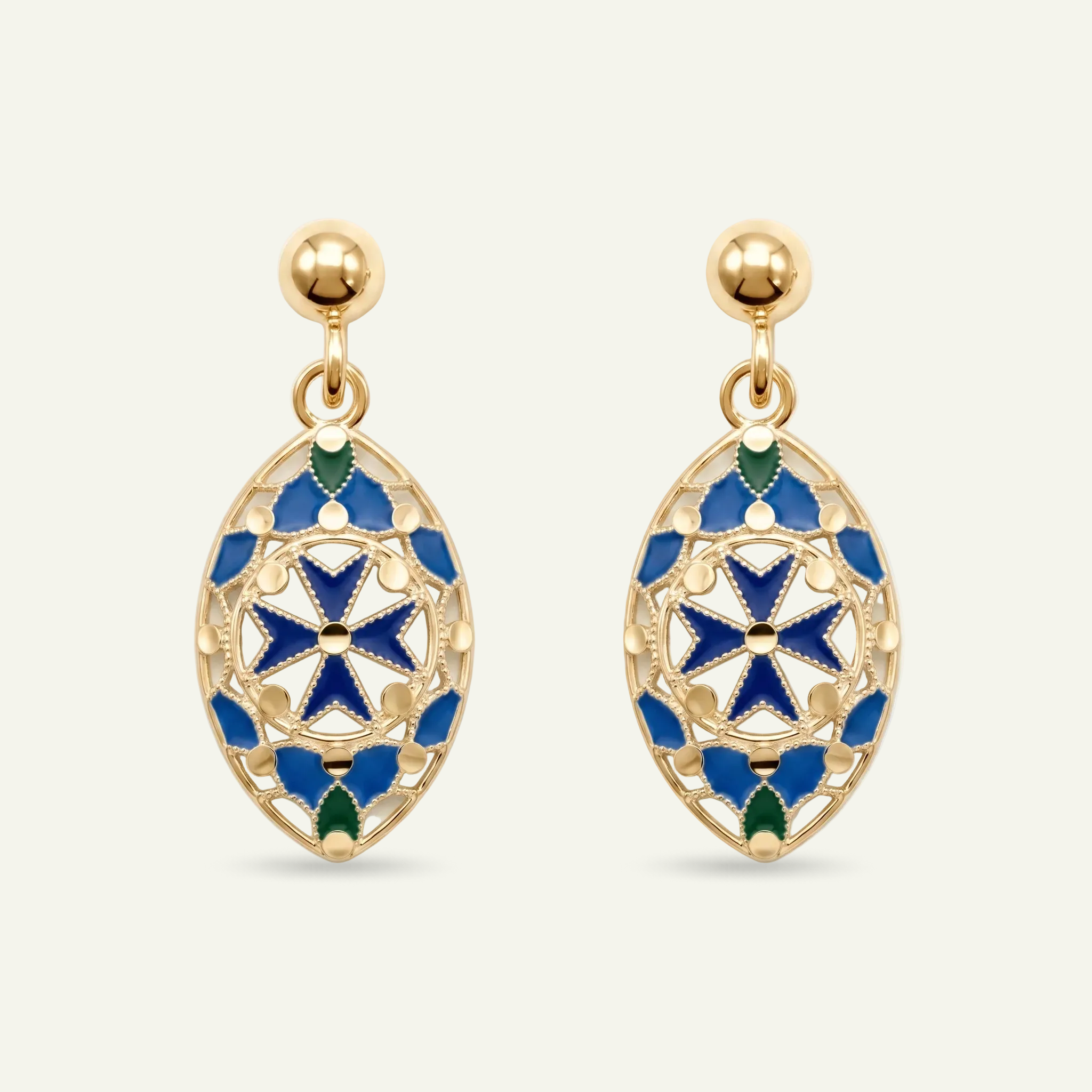Silver 925 - Maltese Cross Earrings - Gold Plated