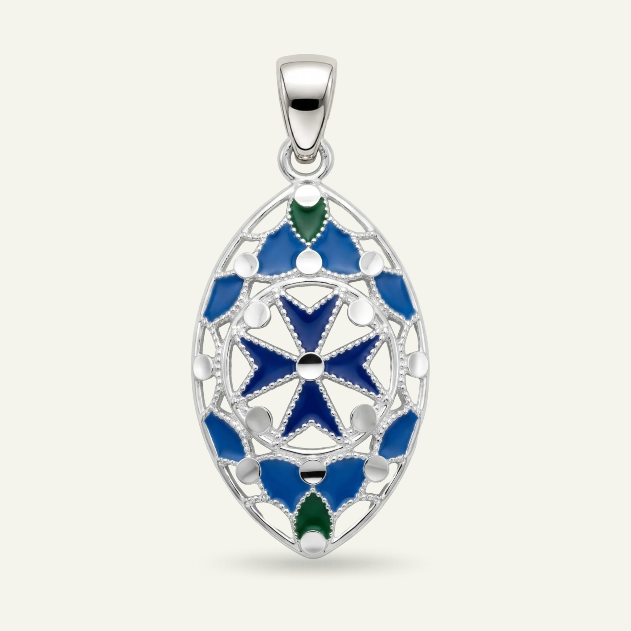 Silver 925 - Maltese Cross Pendant - Rhodium Plated