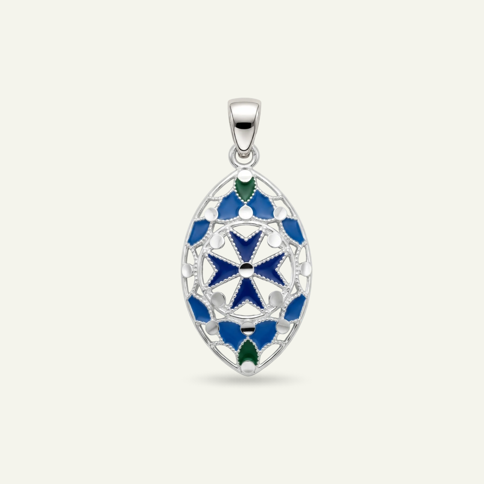 Silver 925 - Maltese Cross Pendant - Rhodium Plated