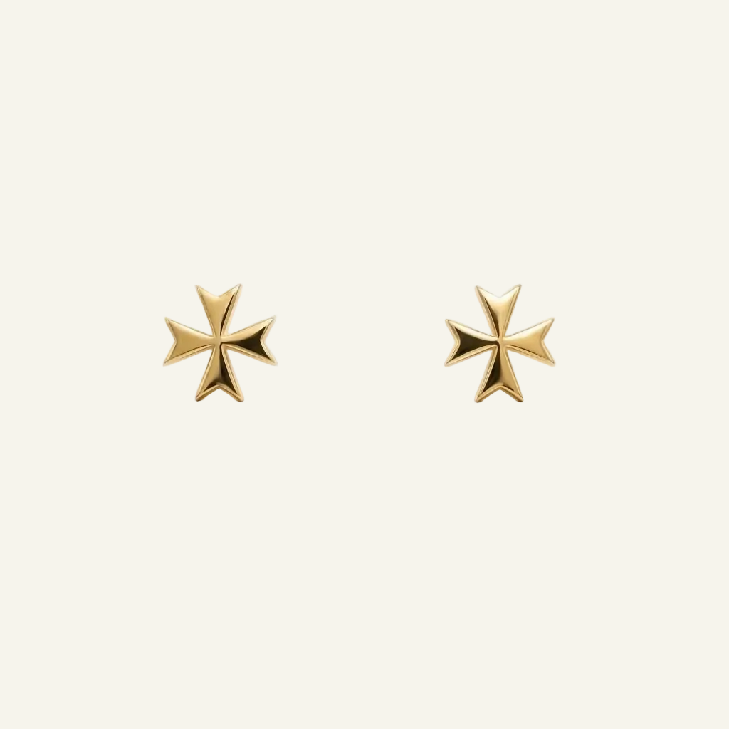 Silver 925 - Maltese Cross Earrings - Gold Plated