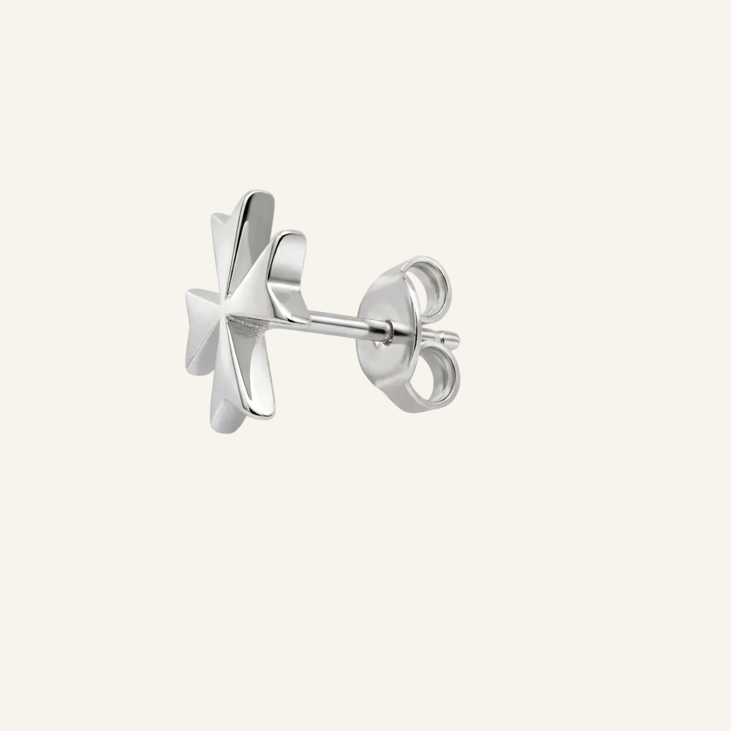 Silver 925 - Maltese Cross Earrings - Rhodium Plated