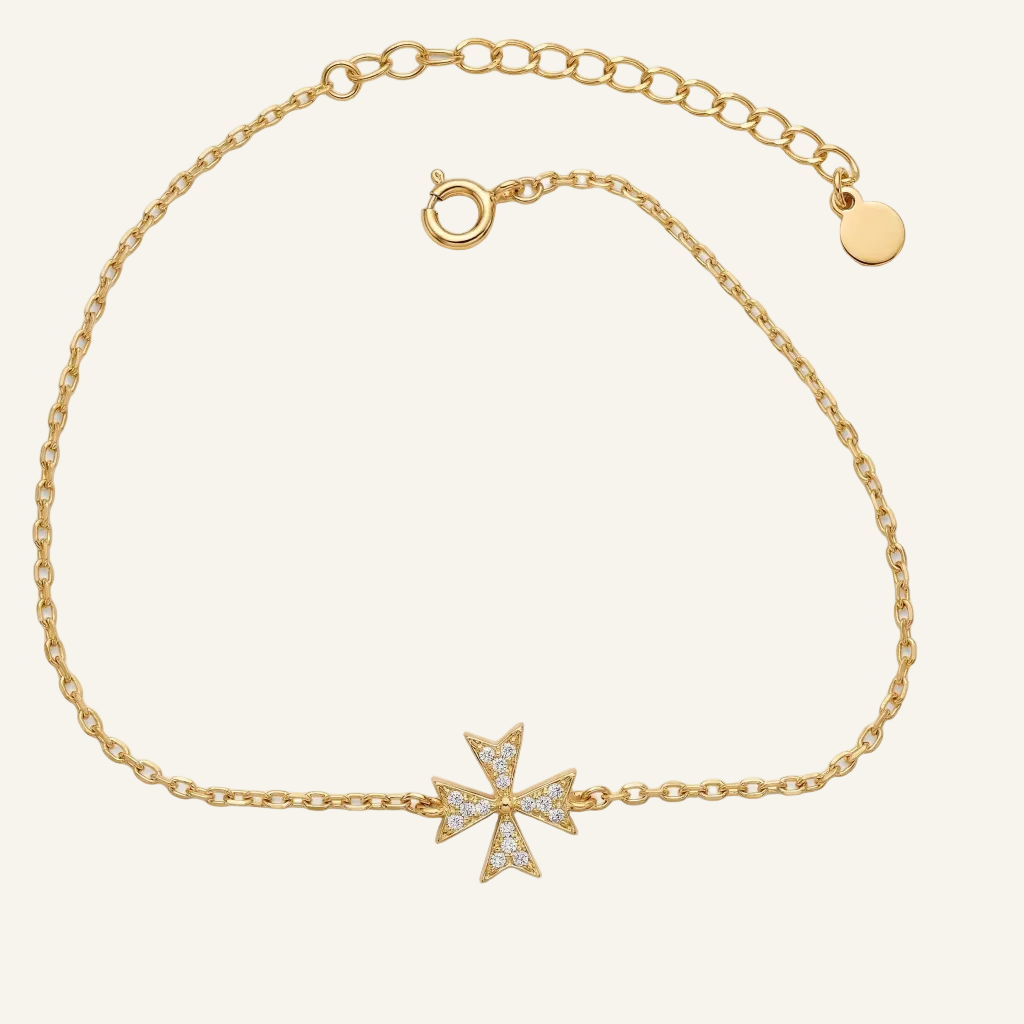 Silver 925 - Maltese Cross Bracelet - Gold Plated