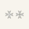 Silver 925 - Maltese Cross Earrings - Rhodium Plated