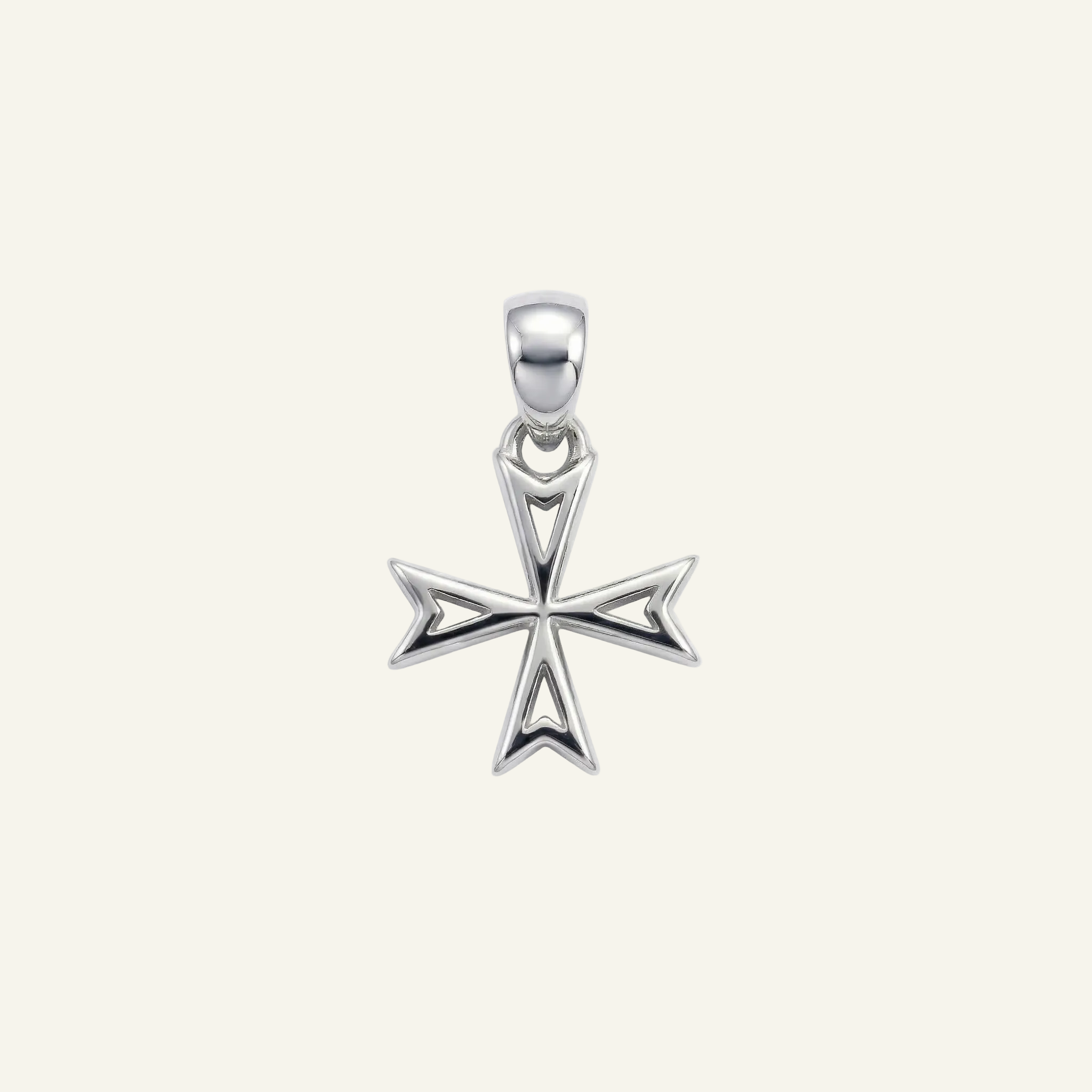 Silver 925 - Maltese Cross Pendant - Rhodium Plated