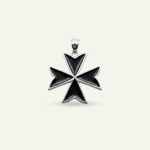 Silver 925 - Maltese Cross Pendant - Rhodium Plated